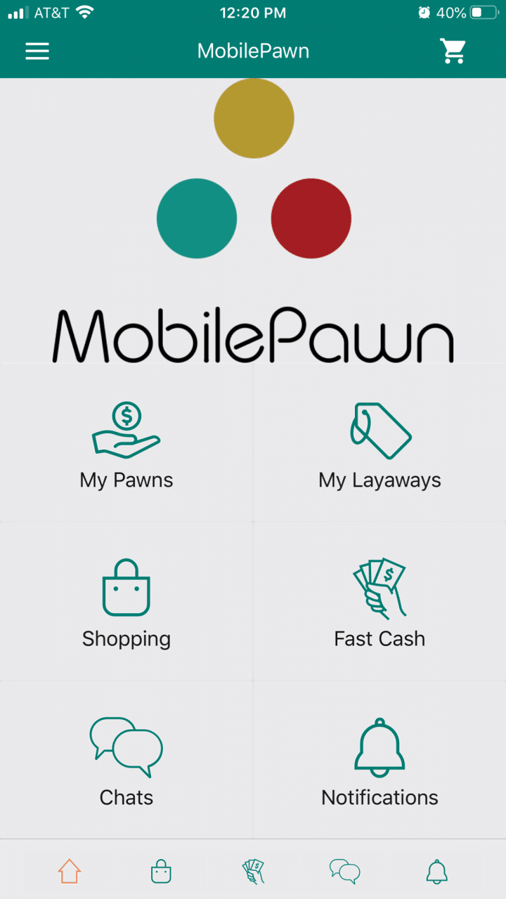 Mobile Pawn App Home